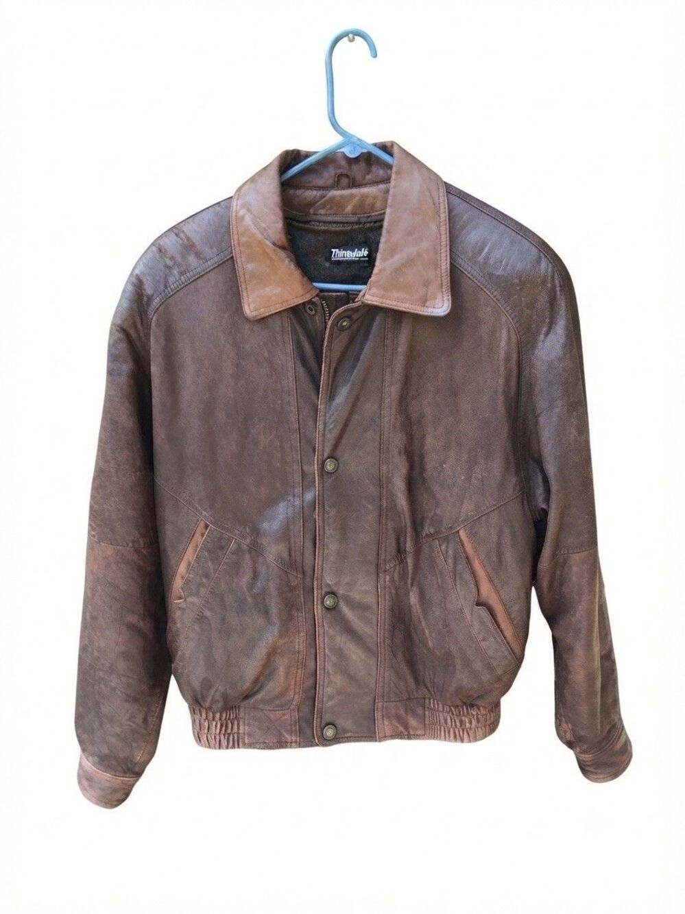 Vintage  Wilsons  Brown Leather Bomber Jacket Adventure Bound Size Small Aviator